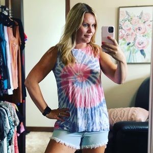 Blue & Red Swirl Tank